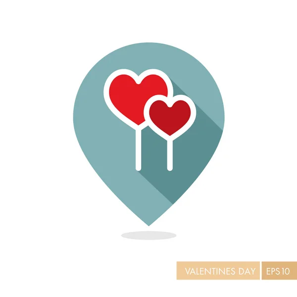 Twee rood hart lollies pin Kaartpictogram — Stockvector