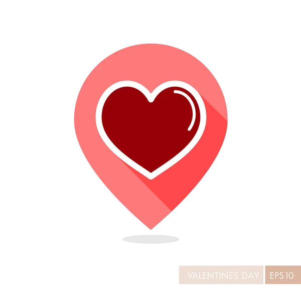 Το εικονίδιο χάρτη καρφίτσα καρδιά, σύμβολο αγάπη ημέρα του Αγίου Βαλεντίνου — Διανυσματικό Αρχείο