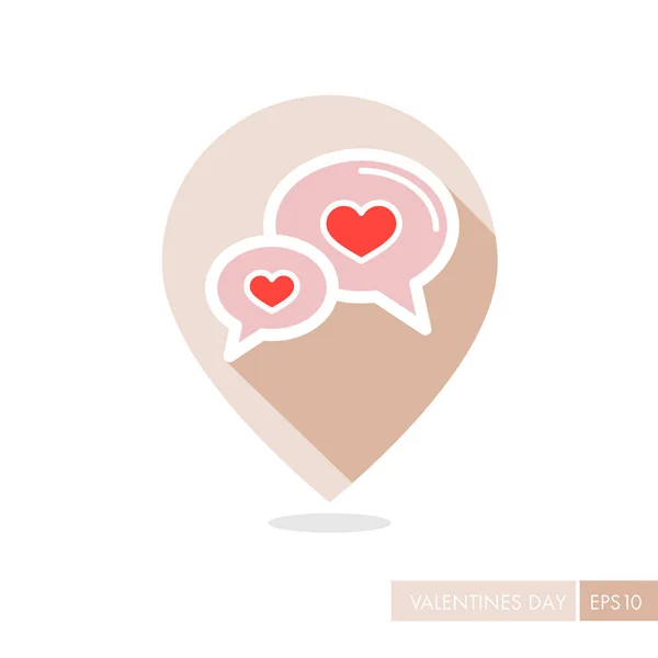 Speech bubbles heart pin map icon — Stock Vector