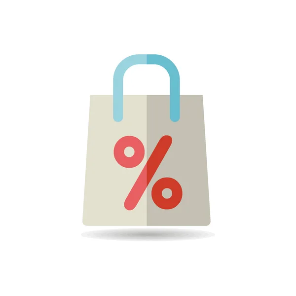 Bolsa de compras con icono de símbolo por ciento — Vector de stock