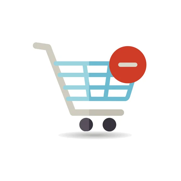 Icono del carrito de compras con signo menos — Vector de stock