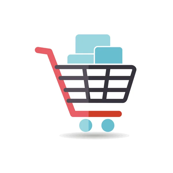Shopping cart with boxes icon — Stock Vector