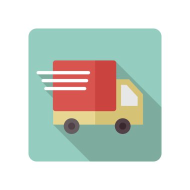 Hızlı sevkiyat teslimat kamyonu düz simge