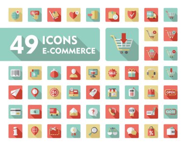 E-ticaret set vektör simgeler alışveriş ve online