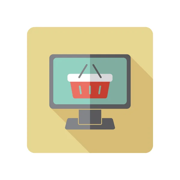 Computer display with shopping cart icon — Stock Vector