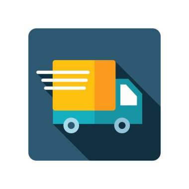 Hızlı sevkiyat teslimat kamyonu düz simge