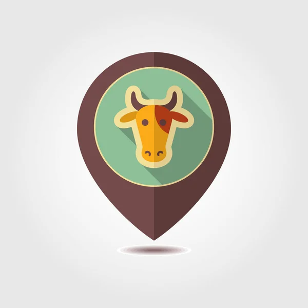 Cow vector pin map icon. Animal head — Stock Vector