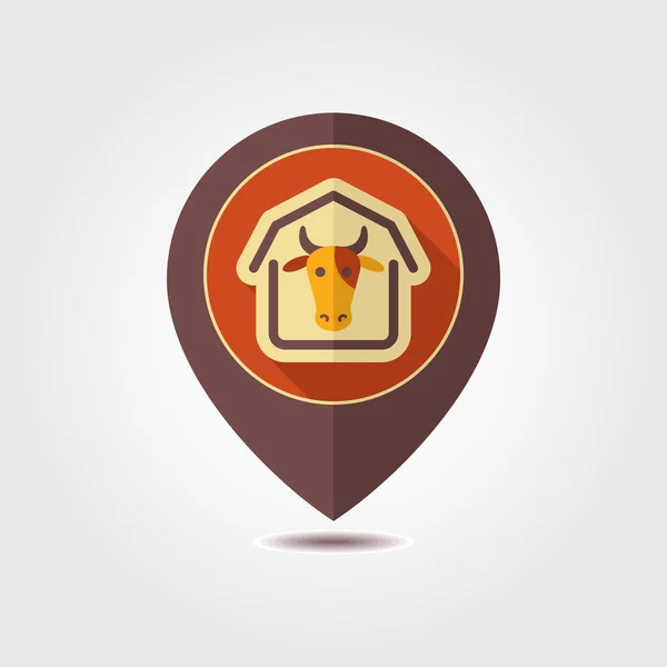 Cowshed vector pin mapa icono — Vector de stock
