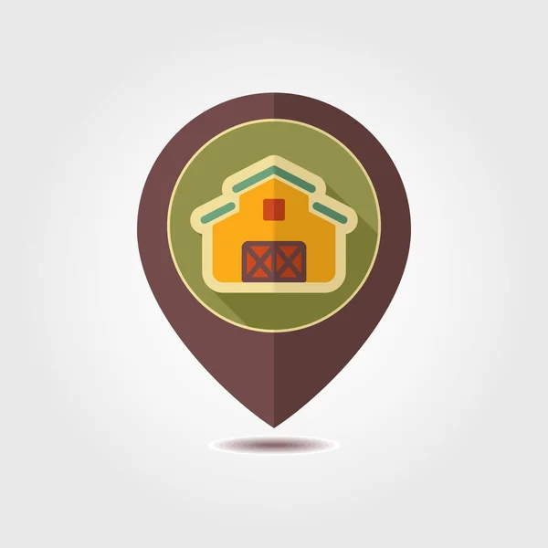 Granja granero vector pin mapa icono — Vector de stock