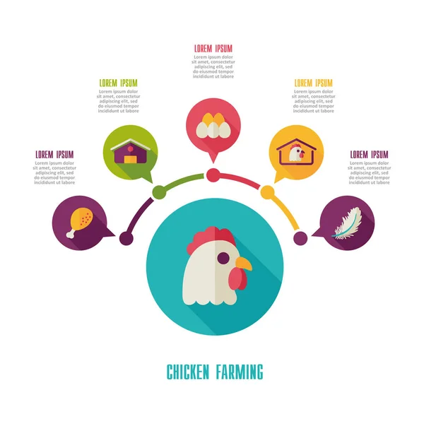 Icône de l'élevage de poulet et infographie agricole — Image vectorielle