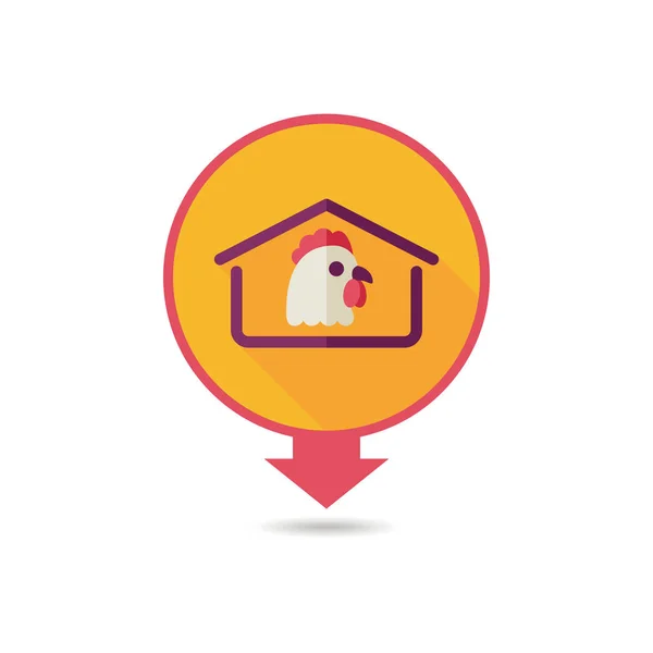 Chicken house vector pin map icon — Stock Vector