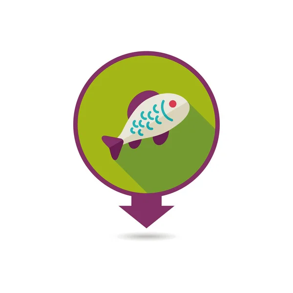 Fish vector pin map icon — Stock Vector