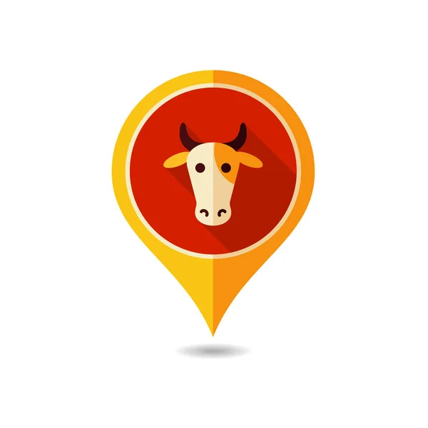 Cow vector pin map icon. Animal head — Stock Vector