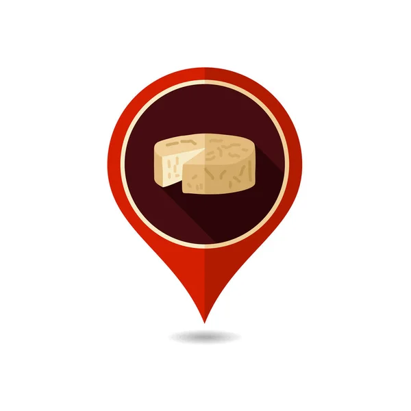 Queso suave con molde vector pin mapa icono — Vector de stock