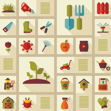 Bahçe çiftlik simgeler kümesi vektör