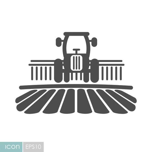 Tractor procesa la tierra un icono del paisaje rural — Archivo Imágenes Vectoriales