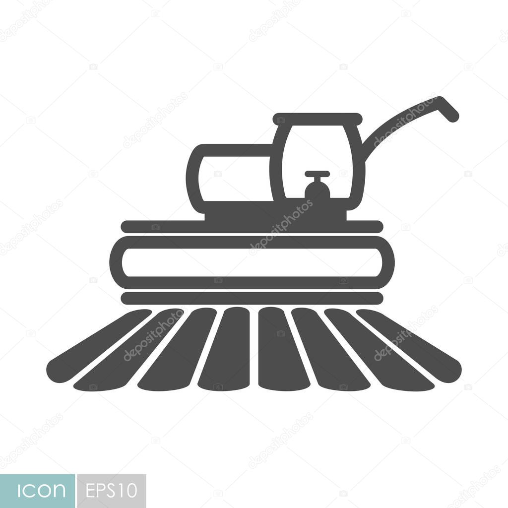 Combine harvester flat icon. Agriculture sign. Graph symbol for your web site design, logo, app, UI. Vector illustration, EPS10.