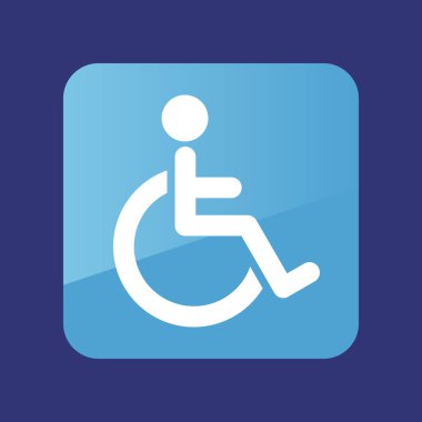 Tekerlekli sandalye düz simgesi. Tıp vektör