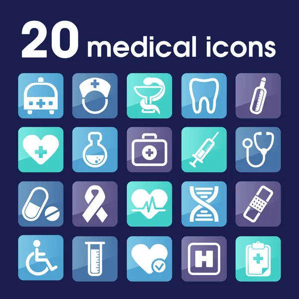 Iconos médicos, signo de farmacia, iconos de atención médica — Archivo Imágenes Vectoriales