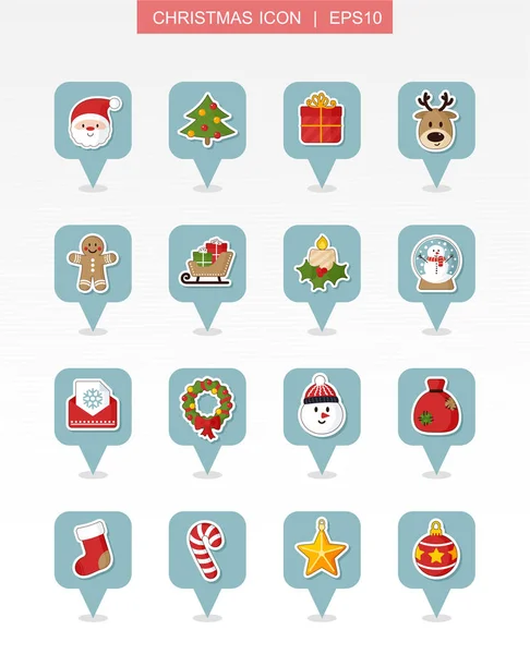 Set di icone per cartine natalizie. Collezione vacanze — Vettoriale Stock