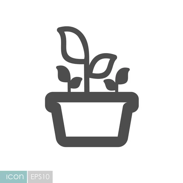 Planta en maceta icono plano, jardín, maceta — Vector de stock