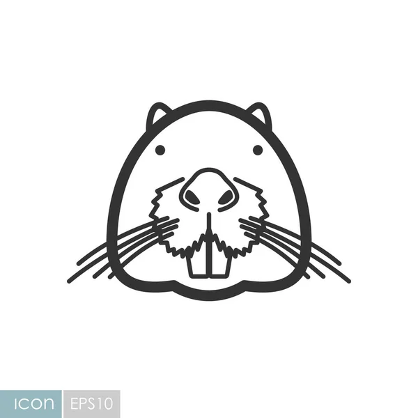 Icona del castoro lontra. Vettore della testa animale — Vettoriale Stock
