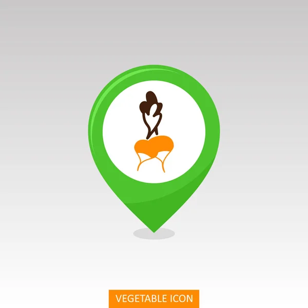 Radish flat pin map icon. Vegetable vector — Stock Vector