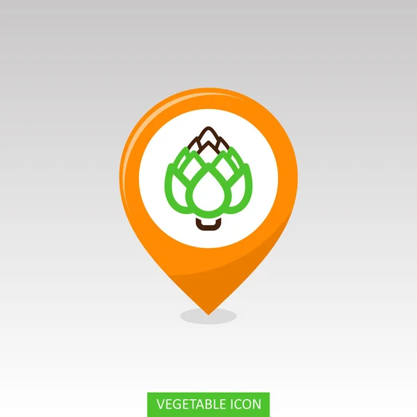 Artichoke flat pin map icon. Vegetable vector — Stock Vector