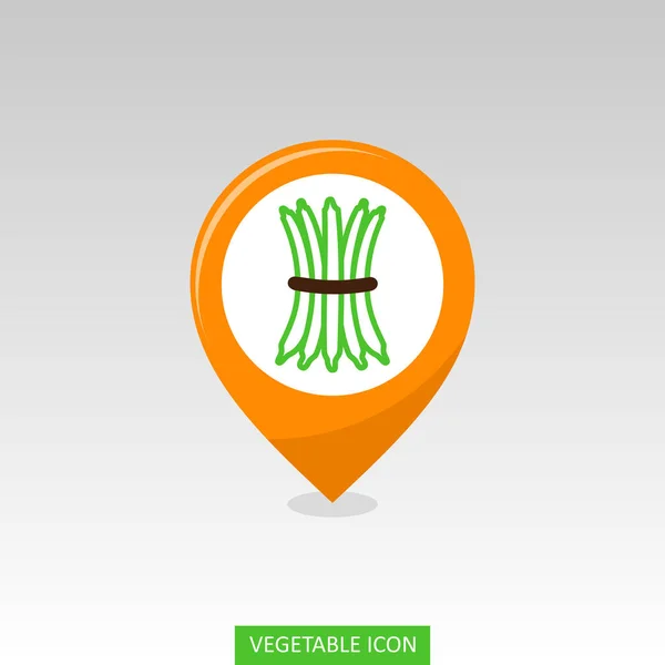 Grüne Bohnen flache Nadel Karte Symbol. Vektorpflanze — Stockvektor