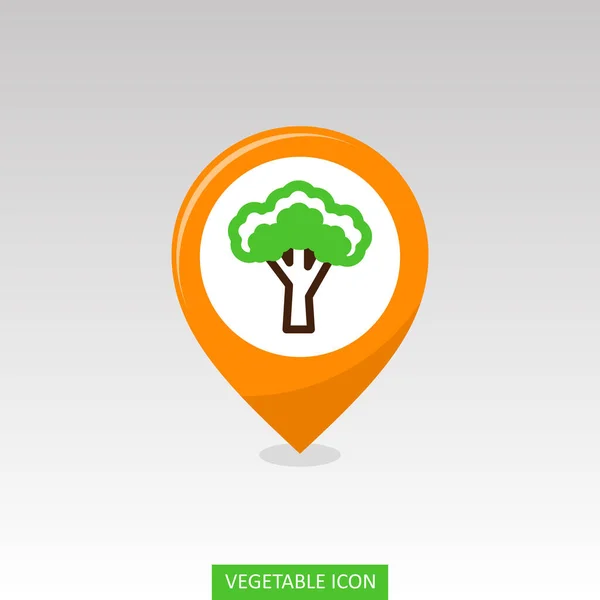 Broccoli platte pin Kaartpictogram. Plantaardige vector — Stockvector