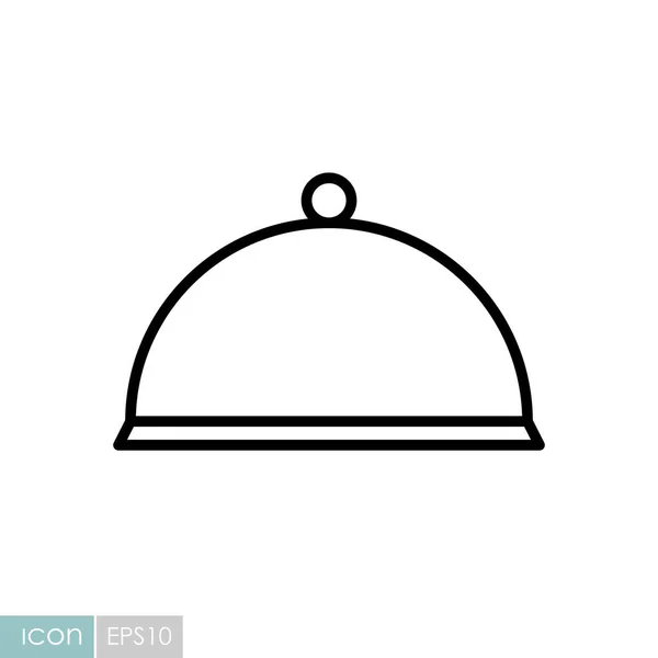 Cloche, icono de vector de bandeja de comida. Aparato de cocina — Vector de stock
