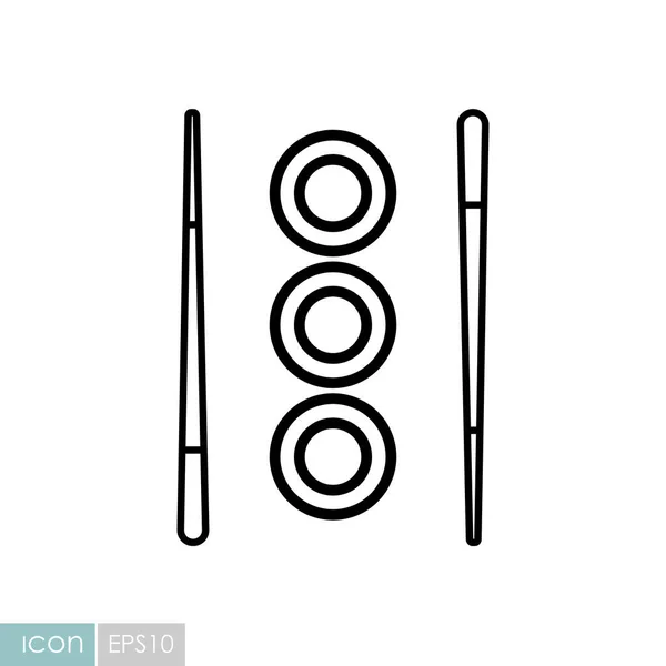 Rollo Sushi Con Icono Vector Palillos Signo Comida Rápida Símbolo — Vector de stock