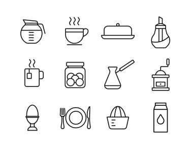 Kahvaltı ve mutfak vektör ikonu hazır. Yemek pişirme web sitesi ve uygulama tasarımı için grafik sembolü, logo, uygulama, Ui