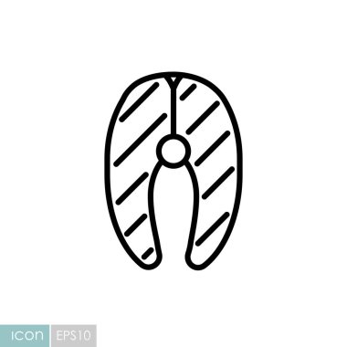 Somon eti vektör simgesi. Barbekü ve bbq ızgara tabelası. Yemek pişirme web sitesi ve uygulama tasarımı, logo, uygulama, UI için grafik sembolü
