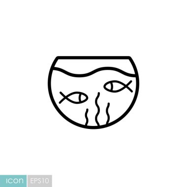 Balık akvaryumu vektör ikonu. Evcil hayvan işareti. Evcil hayvan ve veteriner web sitesi ve uygulama tasarımı, logo, uygulama, UI için grafik sembolü