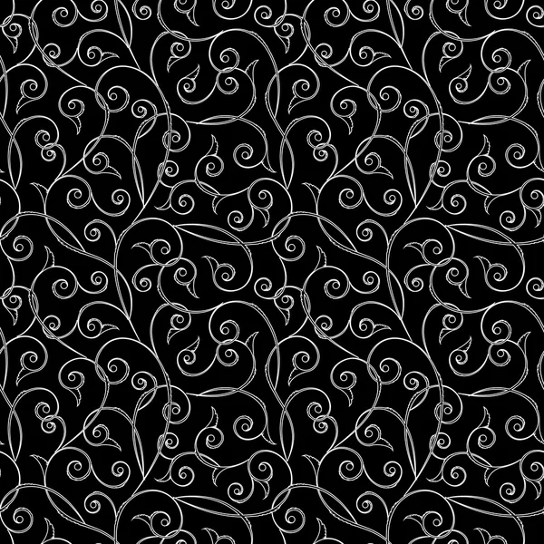 Floral oriental noir isolé fond sans couture — Image vectorielle
