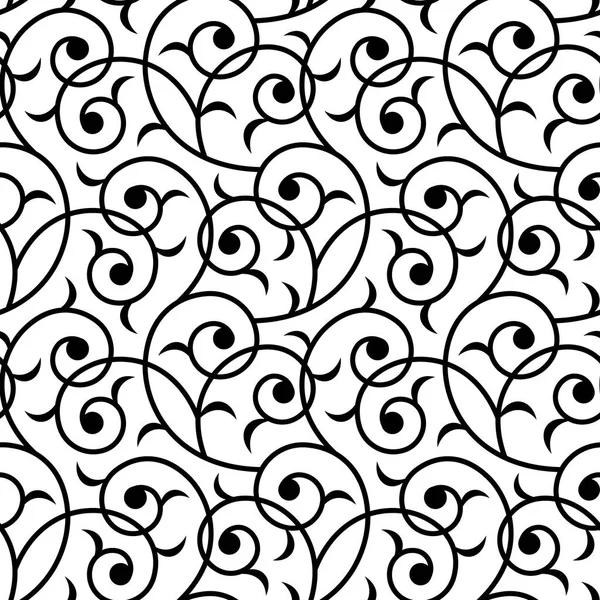 Floral oriental negro aislado fondo sin costuras — Vector de stock