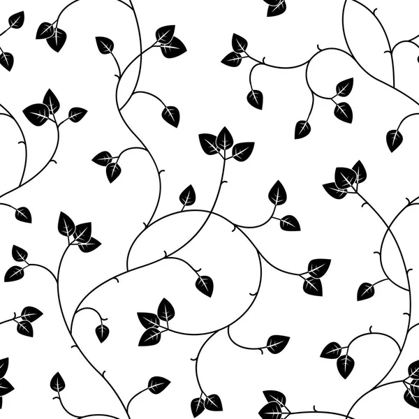 Bezszwowe czarny streszczenie liść na białym tle — Wektor stockowy
