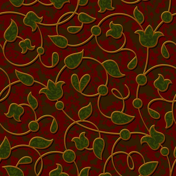 Bezszwowe kwiatowy ciemny czerwony adamaszku wzór tła — Wektor stockowy