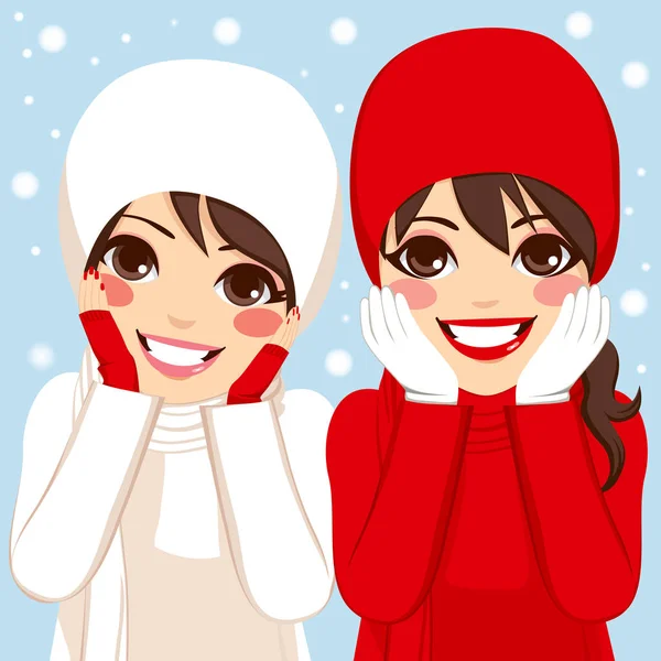 Red White Winter Friends — Stock Vector