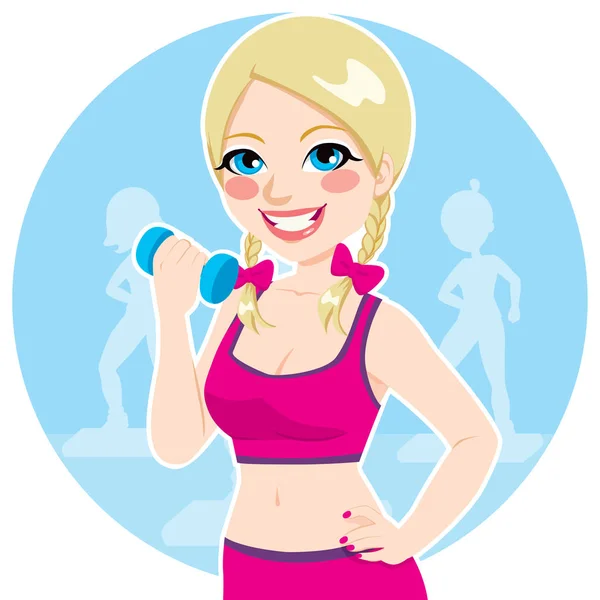 Blonde With Dumbbell — Stock Vector