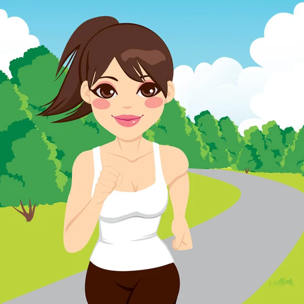 Jogging žena běží v parku — Stockový vektor