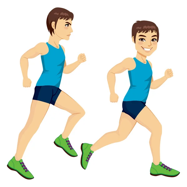 Mannelijke Runner Poses — Stockvector