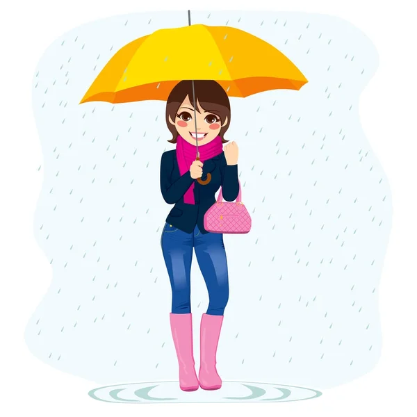 Жінка під дощем — стоковий вектор