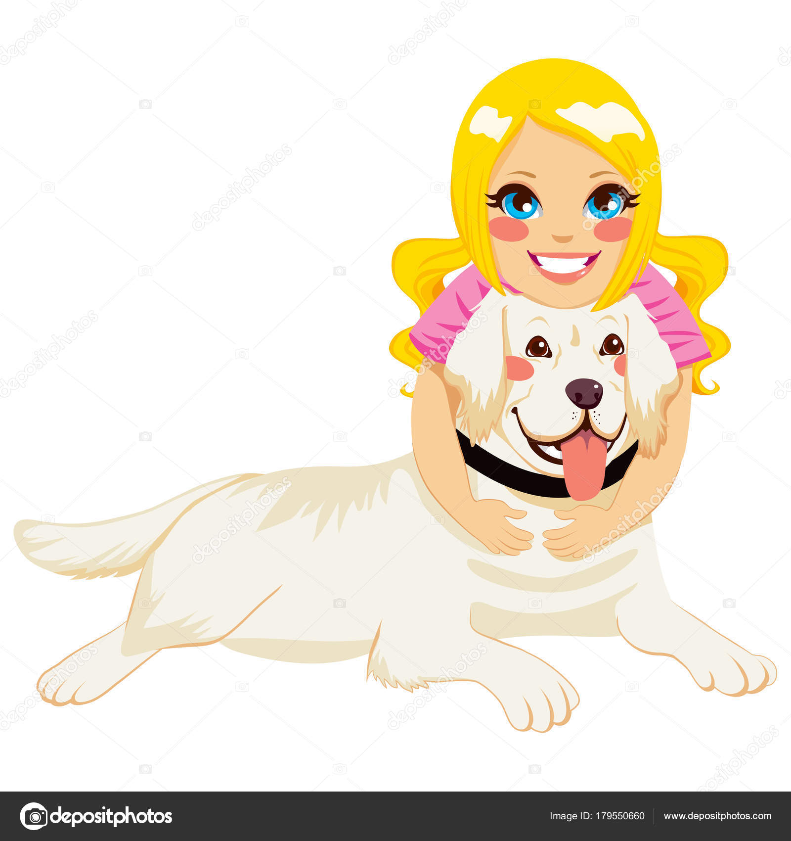 Girl Hugging Dog Stock Vector by ©Kakigori 179550660