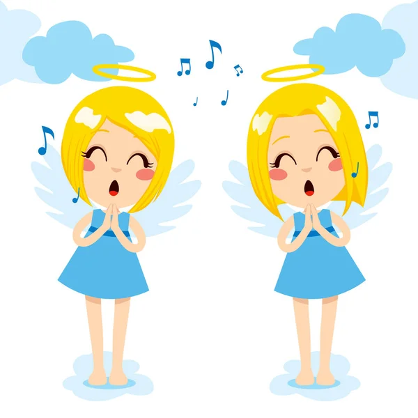 Ангелы поют счастливо — стоковый вектор