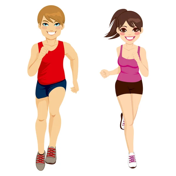 Paar samen met joggen — Stockvector