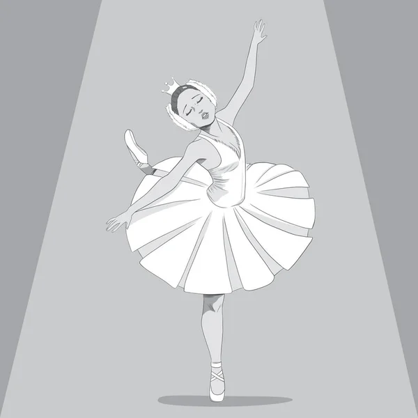 Ballerina Black & White — Stock Vector