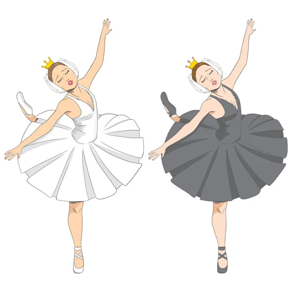 Zwarte & witte Ballerina — Stockvector