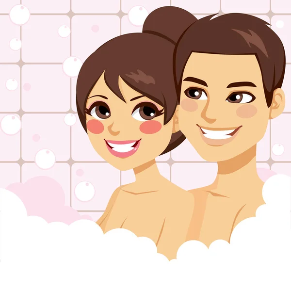 Couple bénéficiant d'un bain apaisant — Image vectorielle